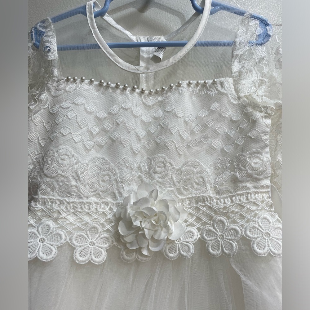 Tween Girls Long Lace Mesh tulle Dress gown, size 5-6 - Picture 4 of 6